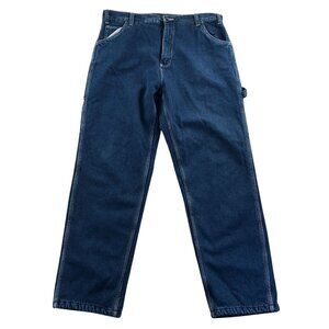 Five Brother Mens Carpenter Jeans Size 38x32 Blue Denim Fleece Line Workwear